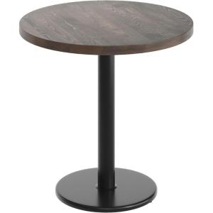 Flash Furniture Bennett 30″ Round Solid Wood Commercial Indoor Tabletop in Dark Brown with 18″ Round Dining Height Silver Cast Iron Base, 300 lb. Static Capacity(Dark Brown Top/Black Base)