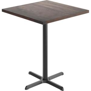 Flash Furniture Bennett 36″ Square Solid Wood Commercial Indoor Tabletop in Natural with 30″ x 30″ Bar Height Black Cast Iron X Base, 400 lb. Static Capacity(Dark Brown Top/Black Base)
