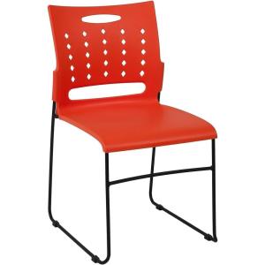 Flash Furniture HERCULES Series 881 lb. Capacity Yellow Sled Base Stack Chair with Air-Vent Back(Orange)