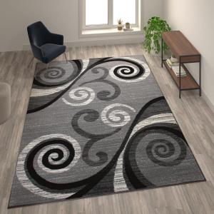 Flash Furniture Valli Collection Area Rug – High Pile Purple Olefin Rug – 2′ x 7′ Area Rug – Jute Backing – Hallway, Entryway, Bedroom, Living Room(Grey)