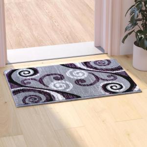 Flash Furniture Valli Collection Area Rug – High Pile Purple Olefin Rug – 2′ x 7′ Area Rug – Jute Backing – Hallway, Entryway, Bedroom, Living Room(Purple)
