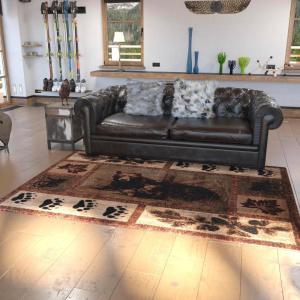 Flash Furniture Vassa Collection Nature Themed Olefin Area Rug – Mother Bear & Cubs – 2′ x 3′ – Jute Backing – Entryway, Living Room, Bedroom(6′ x 9′ (Rectangular))
