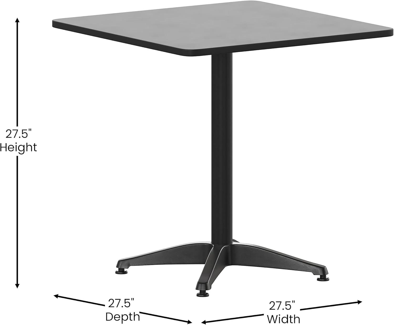 image:imageFlash Furniture 275 Square Aluminum IndoorOutdoor Table Set with 2 Slat Back ChairsBlack