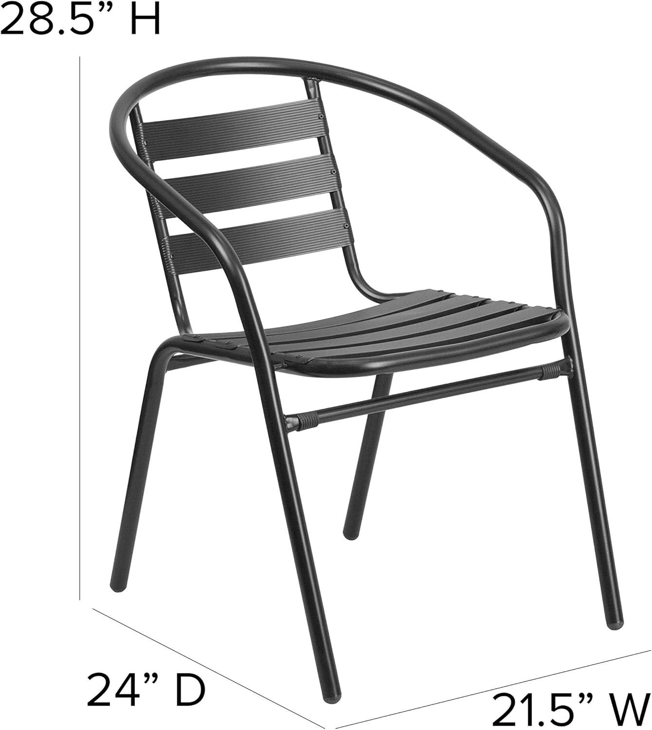 image:imageFlash Furniture 275 Square Aluminum IndoorOutdoor Table Set with 2 Slat Back ChairsBlack