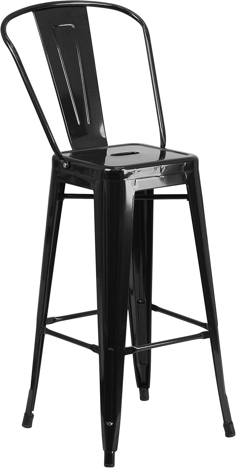 image:imageFlash Furniture Commercial Grade 2375 Square Orange Metal IndoorOutdoor Bar Table Set with 2 Stools with BacksBlack