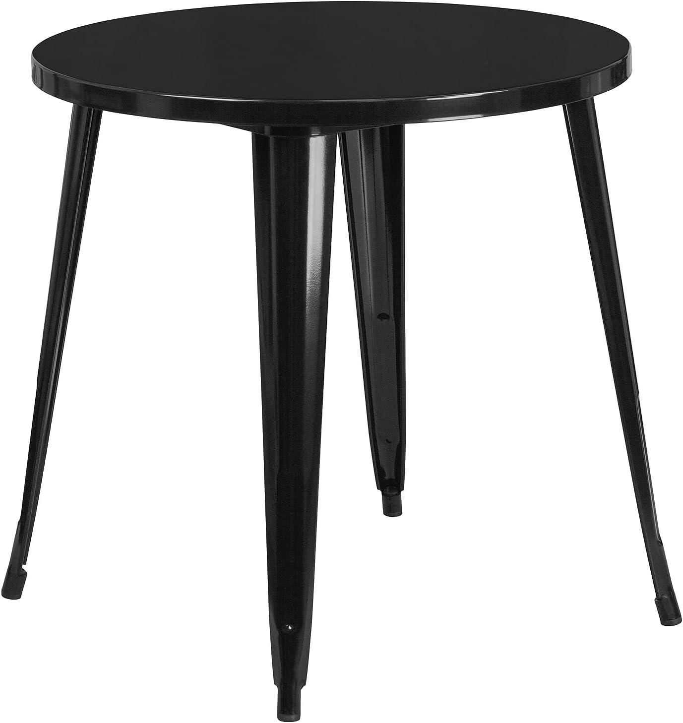 image:imageFlash Furniture Dalton Commercial Grade 30 Round Blue Metal IndoorOutdoor Table Set with 4 Cafe ChairsBlack