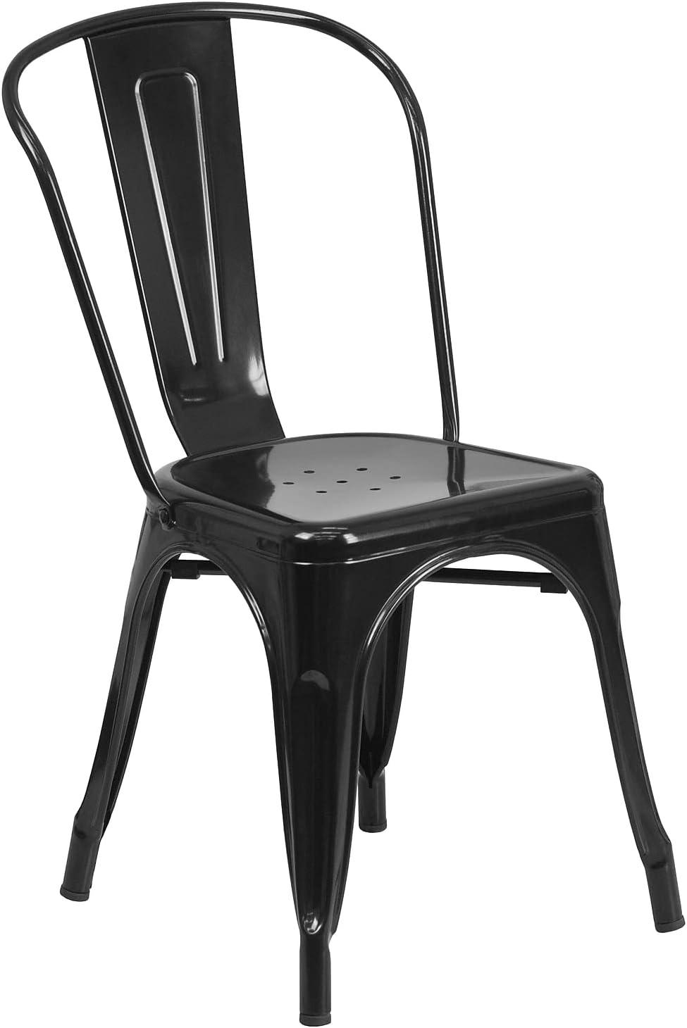 image:imageFlash Furniture Dalton Commercial Grade 30 Round Blue Metal IndoorOutdoor Table Set with 4 Cafe ChairsBlack