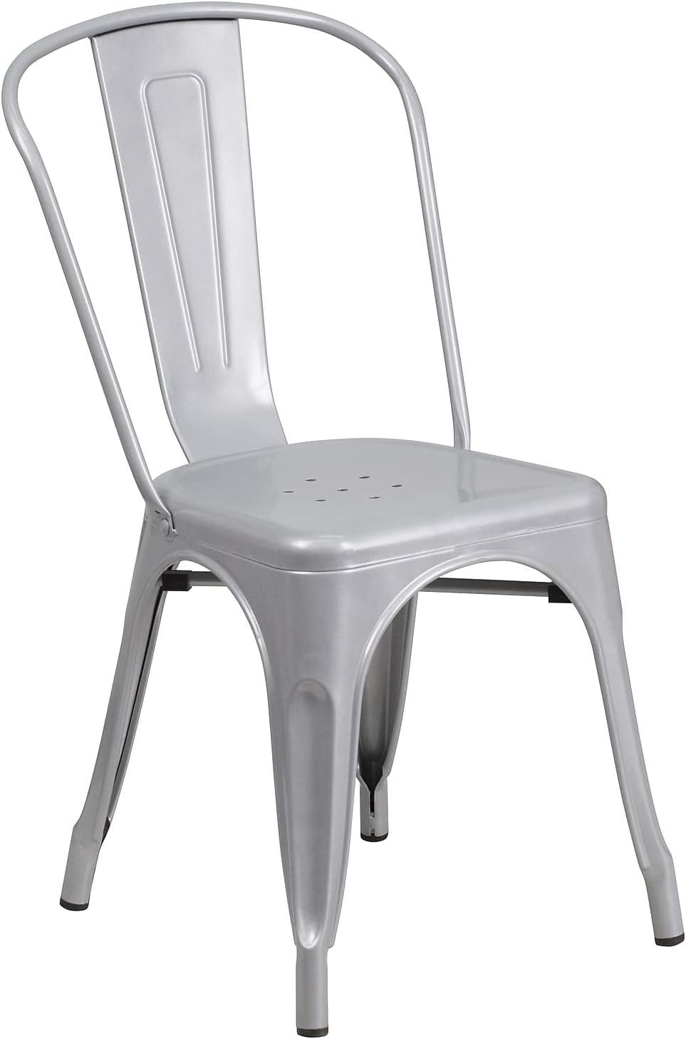 image:imageFlash Furniture Dalton Commercial Grade 30 Round Blue Metal IndoorOutdoor Table Set with 4 Cafe ChairsSilver