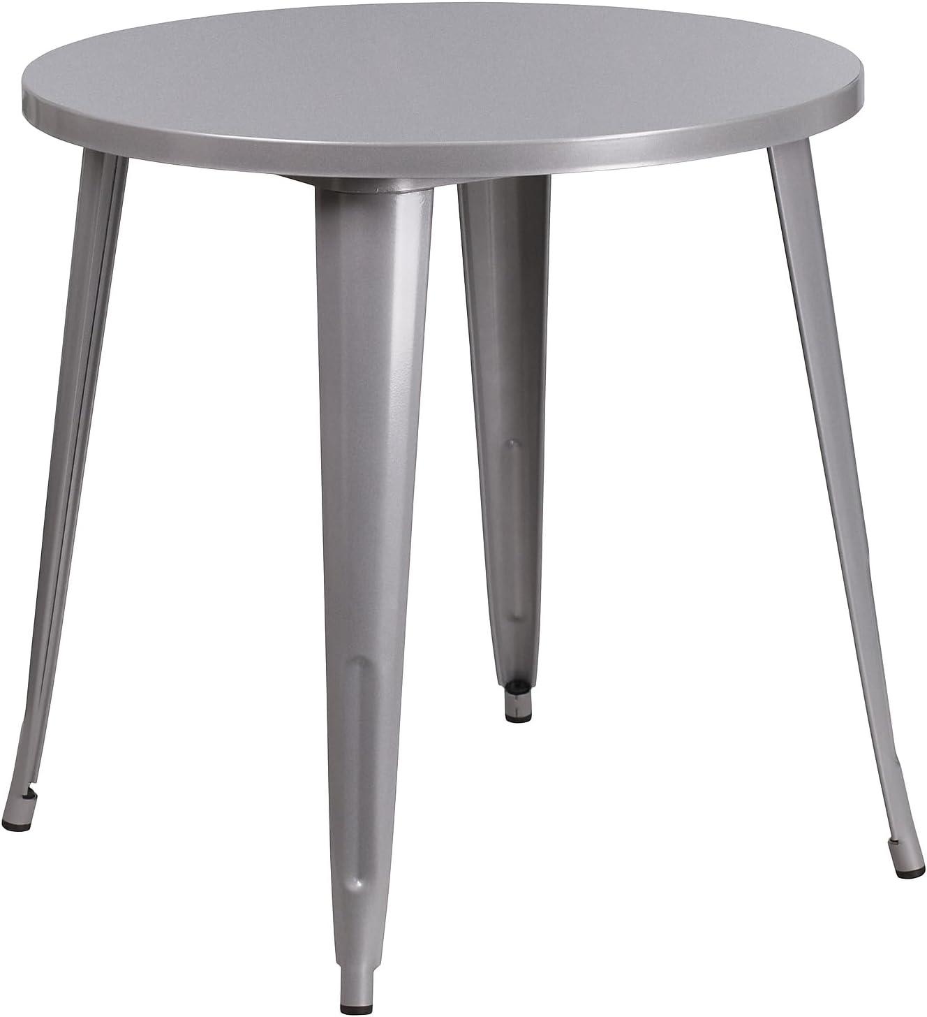 image:imageFlash Furniture Dalton Commercial Grade 30 Round Blue Metal IndoorOutdoor Table Set with 4 Cafe ChairsSilver