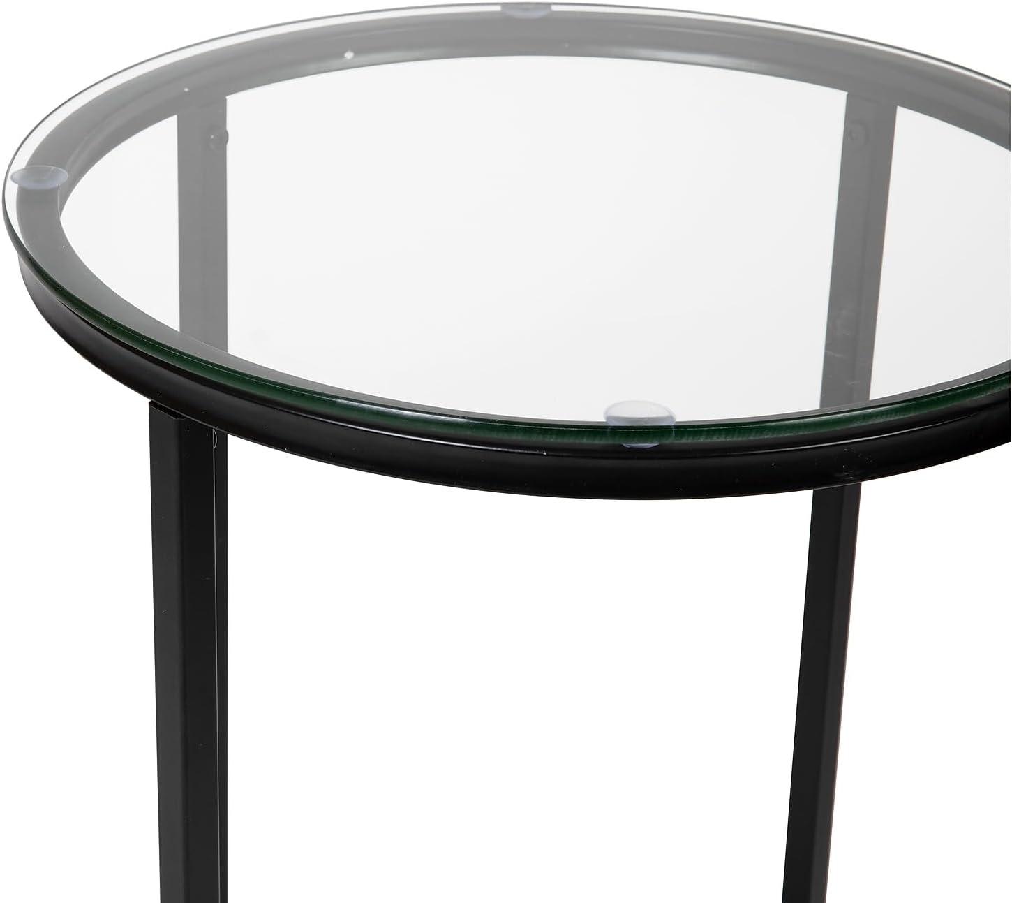 image:imageFlash Furniture Greenwich Collection End Table Modern Clear Glass End Table Crisscross Matte Black FrameClear TopMatte Black Frame