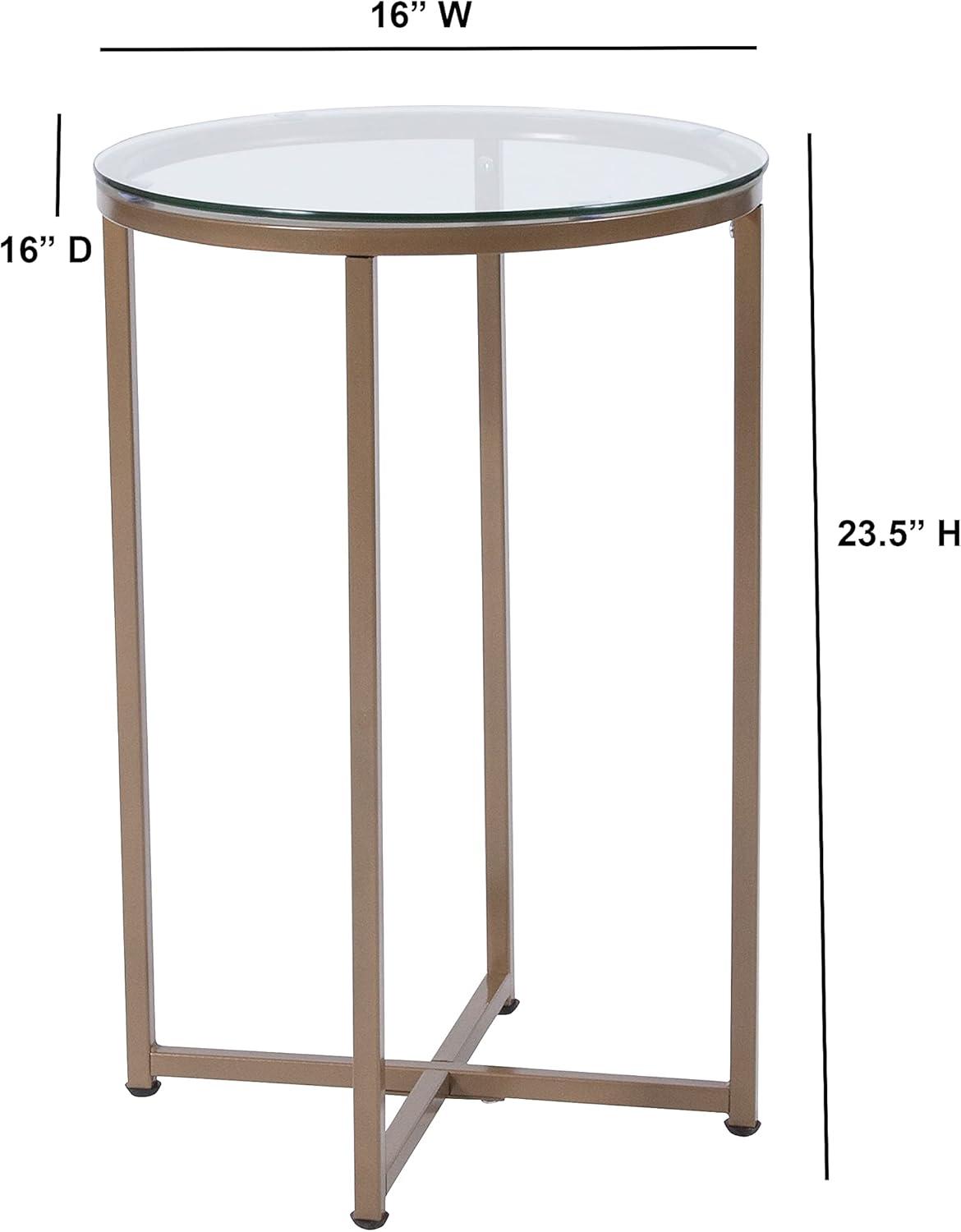 image:imageFlash Furniture Greenwich Collection End Table Modern Clear Glass End Table Crisscross Matte Black FrameClearBrushed Gold