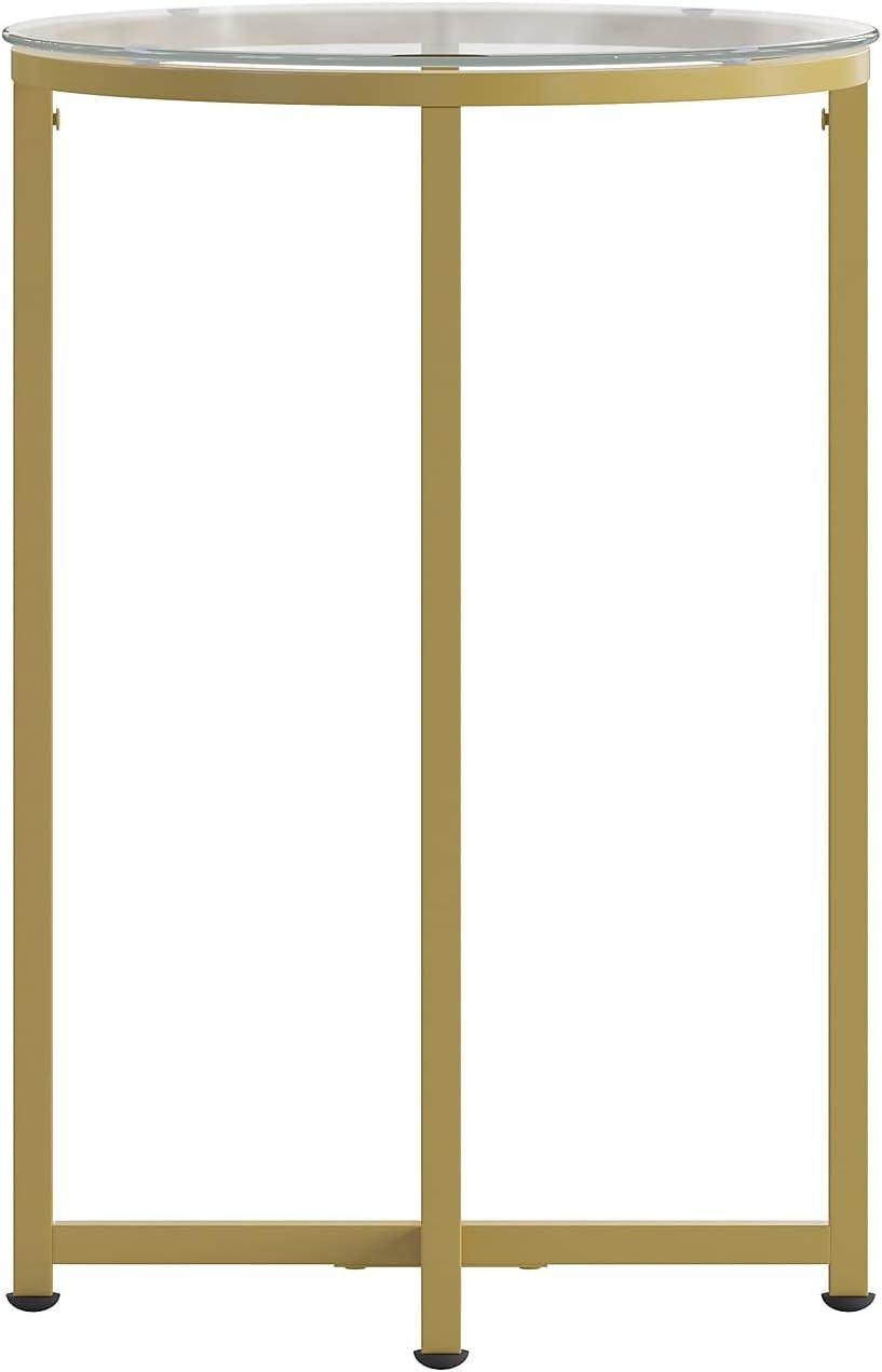 image:imageFlash Furniture Greenwich Collection End Table Modern Clear Glass End Table Crisscross Matte Black FrameClearBrushed Gold