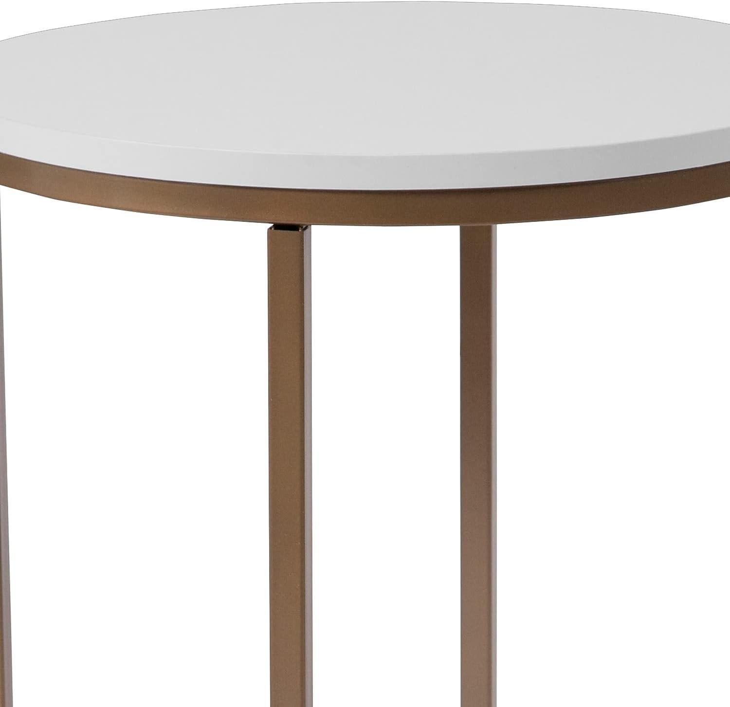 image:imageFlash Furniture Hampstead Collection End Table Modern White Finish End Table Crisscross Brushed Gold Frame