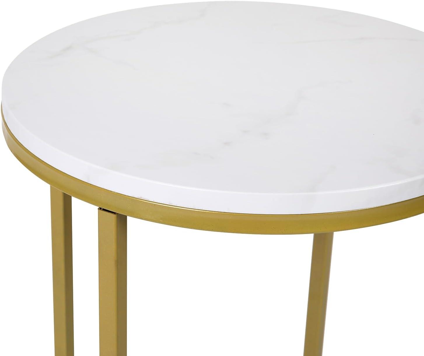 image:imageFlash Furniture Hampstead Collection End Table Modern White Marble Finish End Table Crisscross Brushed Gold Frame