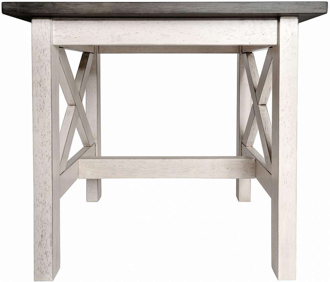 image:imageFlash Furniture Jasper Farmhouse Solid Wood End Table Rustic End Side Table XFrame Design for Living Room Bedroom Home Office 1975 H Acacia GrayRustic WhiteAcacia Gray TopRustic White Frame