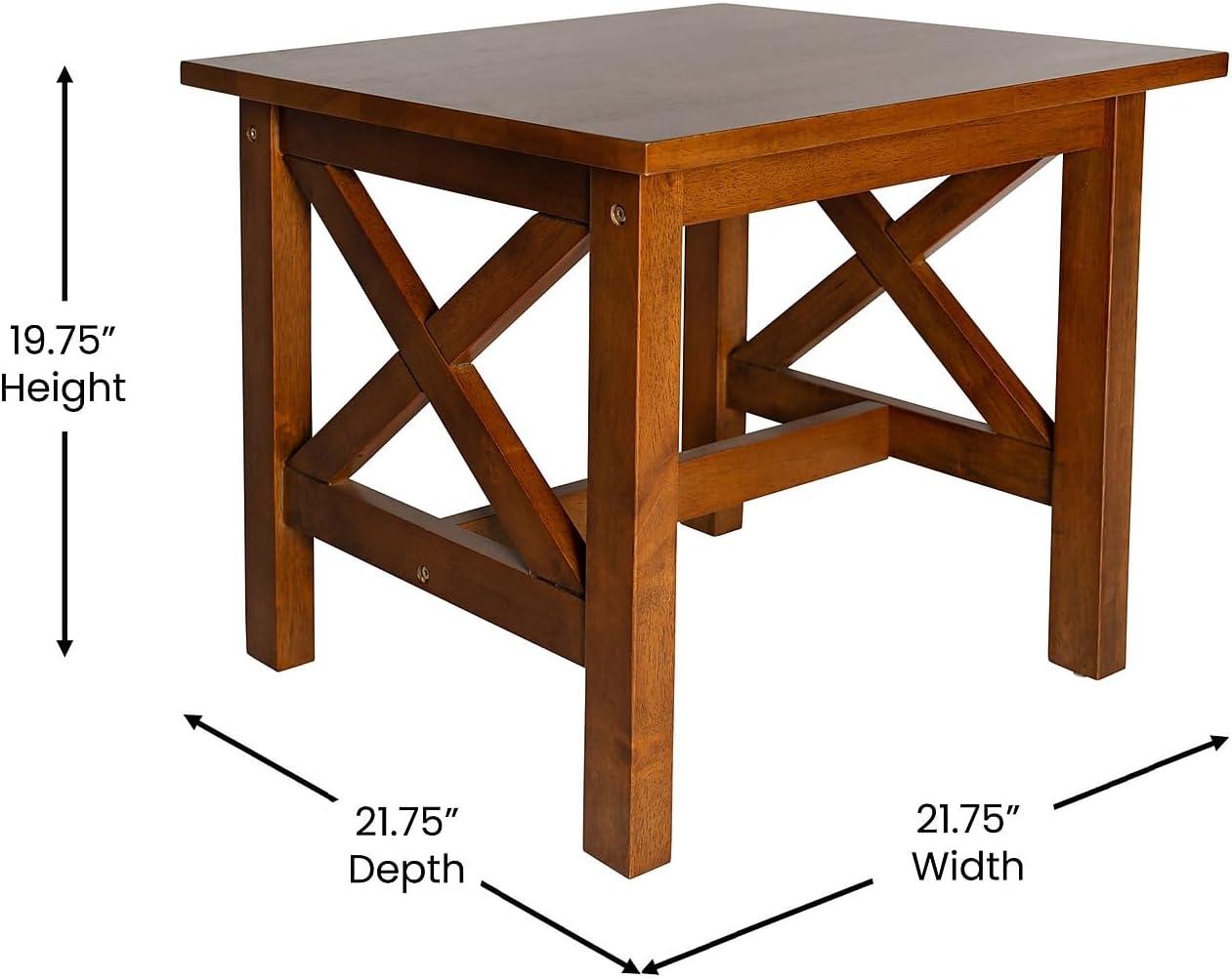 image:imageFlash Furniture Jasper Farmhouse Solid Wood End Table Rustic End Side Table XFrame Design for Living Room Bedroom Home Office 1975 H Acacia GrayRustic WhiteWalnut