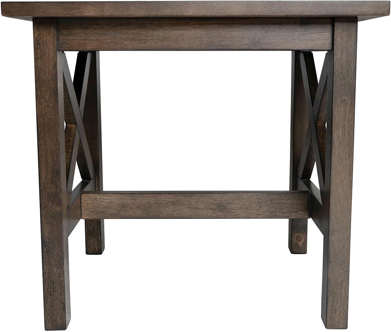 image:imageFlash Furniture Jasper Farmhouse Solid Wood End Table Rustic End Side Table XFrame Design for Living Room Bedroom Home Office 1975 H Acacia GrayRustic WhiteDark Gray