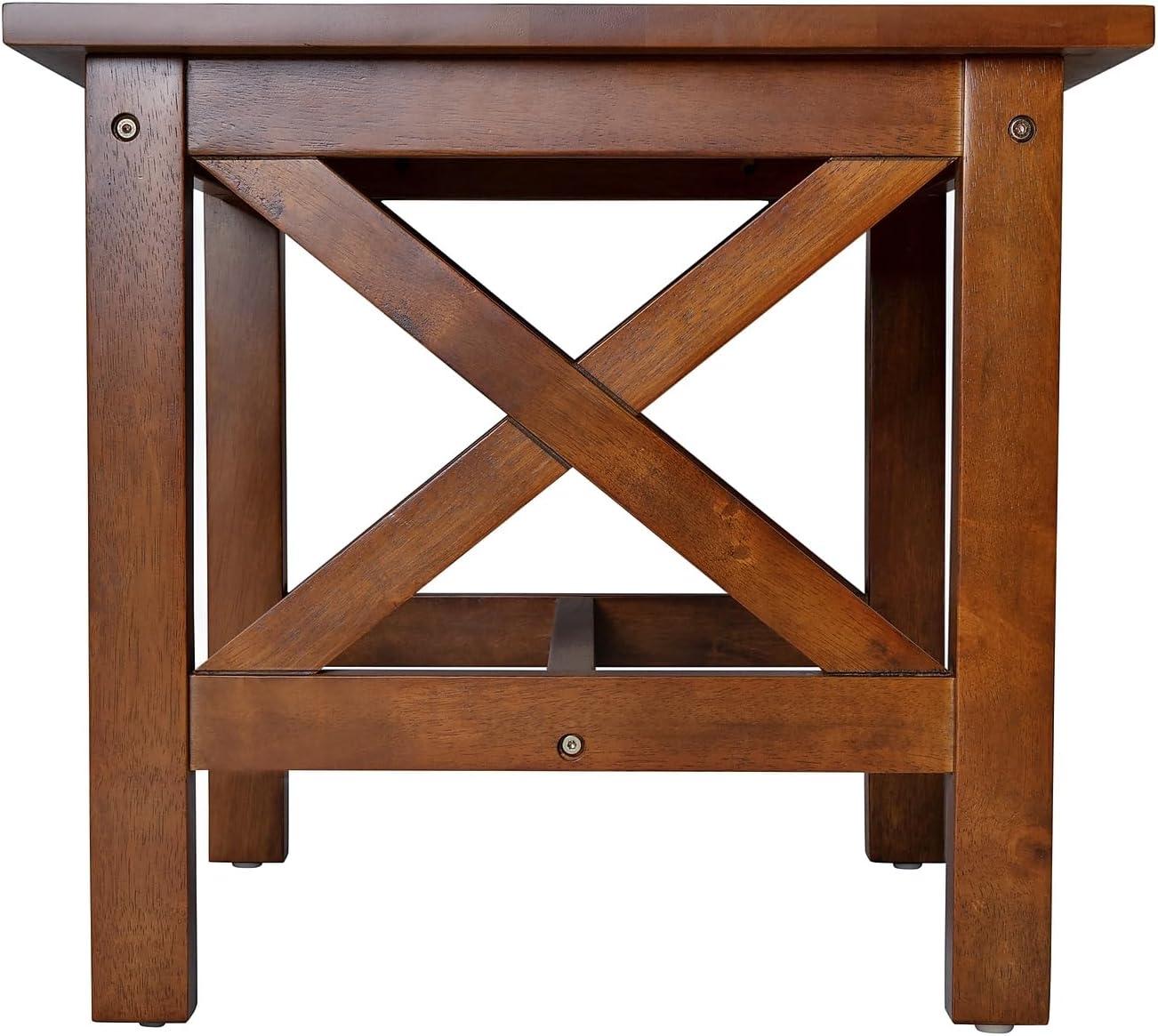 image:imageFlash Furniture Jasper Farmhouse Solid Wood End Table Rustic End Side Table XFrame Design for Living Room Bedroom Home Office 1975 H Acacia GrayRustic WhiteWalnut