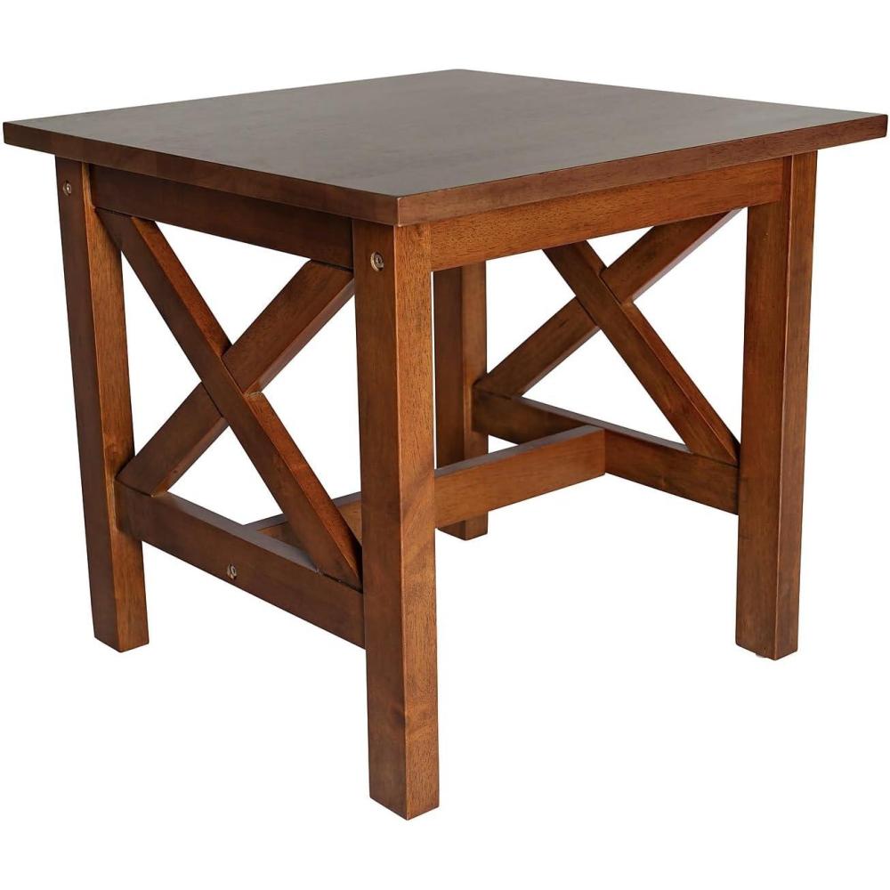 image:imageFlash Furniture Jasper Farmhouse Solid Wood End Table Rustic End Side Table XFrame Design for Living Room Bedroom Home Office 1975 H Acacia GrayRustic WhiteWalnut