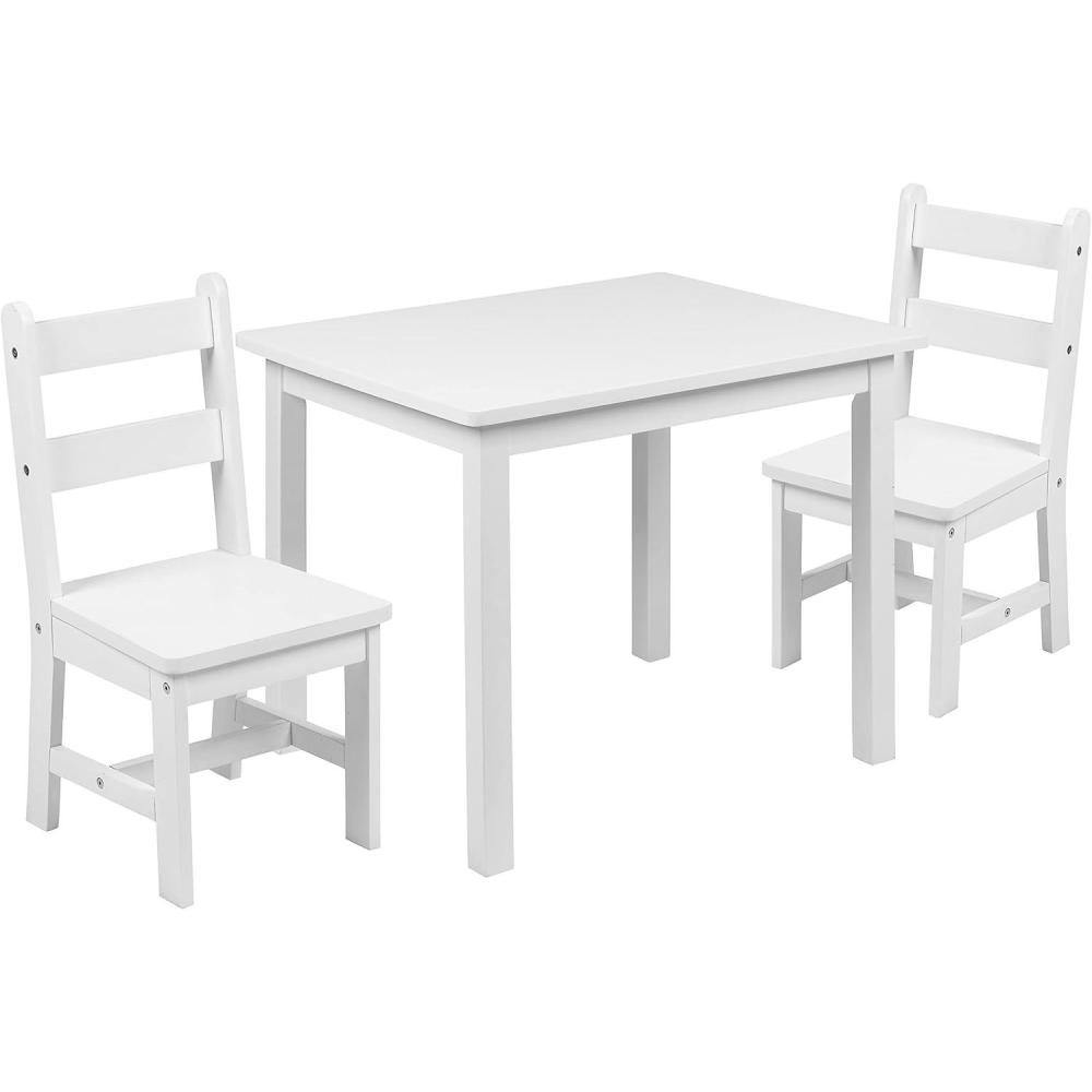 image:imageFlash Furniture Kyndl Kids Solid Hardwood Table and Chair Set for Playroom Bedroom Kitchen 3 Piece Set White
