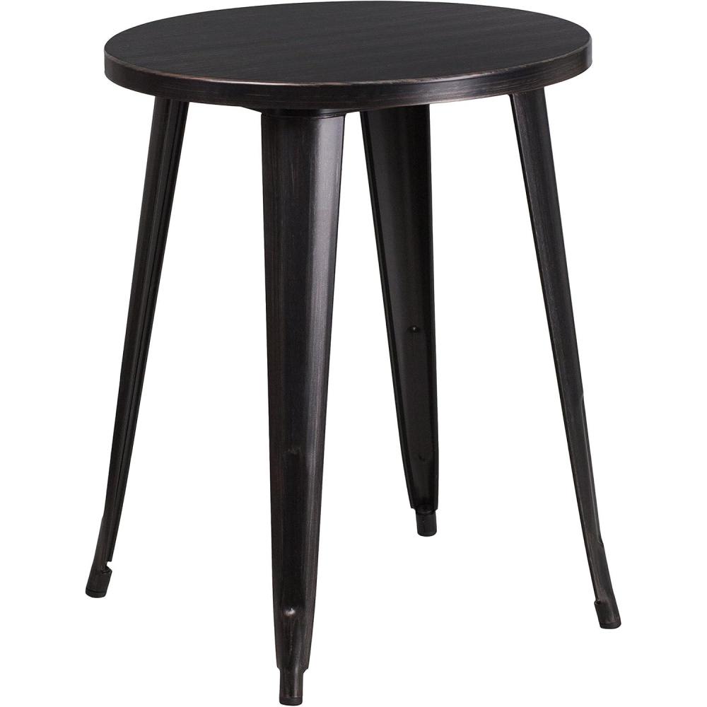image:imageFlash Furniture Webb Commercial Grade 24 Round Yellow Metal IndoorOutdoor TableBlackantique Gold