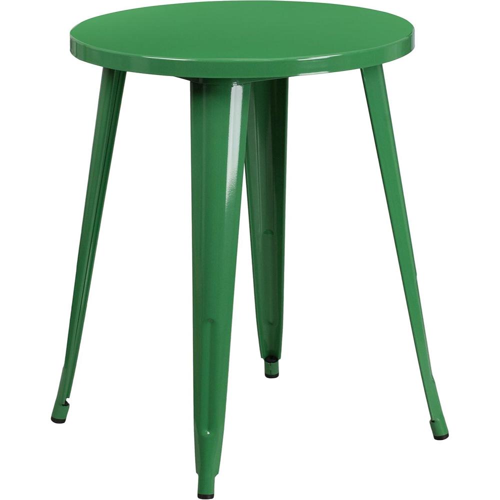 image:imageFlash Furniture Webb Commercial Grade 24 Round Yellow Metal IndoorOutdoor TableGreen
