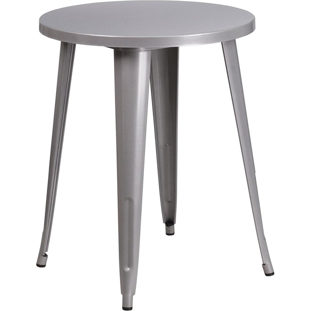 image:imageFlash Furniture Webb Commercial Grade 24 Round Yellow Metal IndoorOutdoor TableSilver