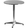 Flash Furniture 23.5” Round Aluminum Indoor-Outdoor Table Set with 2 Slat Back Chairs(Aluminum)