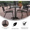 Flash Furniture 23.5” Round Aluminum Indoor-Outdoor Table Set with 2 Slat Back Chairs(Black)