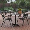 Flash Furniture 23.5” Round Aluminum Indoor-Outdoor Table Set with 2 Slat Back Chairs(Black)