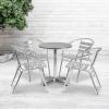 Flash Furniture 23.5” Round Aluminum Indoor-Outdoor Table Set with 4 Slat Back Chairs(23.5”)