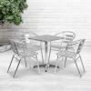Flash Furniture 23.5” Square Aluminum Indoor-Outdoor Table Set with 4 Slat Back Chairs(23.5”)