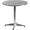 Flash Furniture 27.5” Round Aluminum Indoor-Outdoor Table Set with 2 Dark Brown Rattan Chairs(Black)