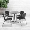 Flash Furniture 27.5” Round Aluminum Indoor-Outdoor Table Set with 4 Dark Brown Rattan Chairs(Black)