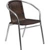 Flash Furniture 27.5” Round Aluminum Indoor-Outdoor Table Set with 4 Dark Brown Rattan Chairs(Dark Brown)