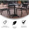 Flash Furniture 27.5” Square Aluminum Indoor-Outdoor Table Set with 2 Slat Back Chairs(Black)