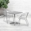 Flash Furniture 27.5” Square Aluminum Indoor-Outdoor Table Set with 2 Slat Back Chairs(Multi Color)