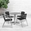 Flash Furniture 31.5” Round Aluminum Indoor-Outdoor Table Set with 4 Dark Brown Rattan Chairs(Black)