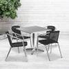 Flash Furniture 31.5” Square Aluminum Indoor-Outdoor Table Set with 4 Dark Brown Rattan Chairs(Black)