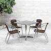 Flash Furniture 31.5” Square Aluminum Indoor-Outdoor Table Set with 4 Dark Brown Rattan Chairs(Dark Brown)