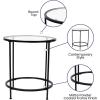 Flash Furniture Astoria Collection Round End Table – Modern Clear Glass End Table – Matte Gold Frame(Clear Top/Matte Black Frame)