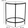 Flash Furniture Astoria Collection Round End Table – Modern Clear Glass End Table – Matte Gold Frame(Clear Top/Matte Black Frame)