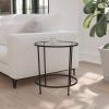 Flash Furniture Astoria Collection Round End Table – Modern Clear Glass End Table – Matte Gold Frame(Clear Top/Matte Black Frame)