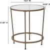 Flash Furniture Astoria Collection Round End Table – Modern Clear Glass End Table – Matte Gold Frame(Clear/Brushed Gold)