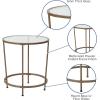 Flash Furniture Astoria Collection Round End Table – Modern Clear Glass End Table – Matte Gold Frame(Clear/Brushed Gold)