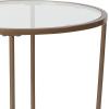 Flash Furniture Astoria Collection Round End Table – Modern Clear Glass End Table – Matte Gold Frame(Clear/Brushed Gold)