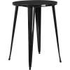 Flash Furniture Callum Commercial Grade 30″ Round Silver Metal Indoor-Outdoor Bar Table Set with 4 Cafe Stools(Black)