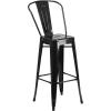 Flash Furniture Callum Commercial Grade 30″ Round Silver Metal Indoor-Outdoor Bar Table Set with 4 Cafe Stools(Black)