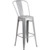 Flash Furniture Callum Commercial Grade 30″ Round Silver Metal Indoor-Outdoor Bar Table Set with 4 Cafe Stools(Silver)