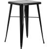 Flash Furniture Commercial Grade 23.75″ Square Orange Metal Indoor-Outdoor Bar Table Set with 2 Stools with Backs(Black)